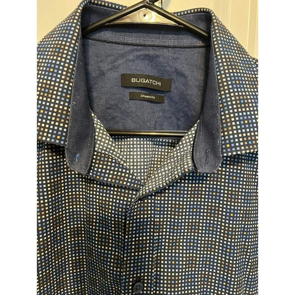 Bugatchi Shaped Fit Men's Casual Shirt Size L Long Sleeve 100%‎ Cotton